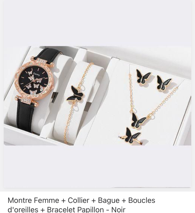 Ensemble bijoux 5 pièces noires