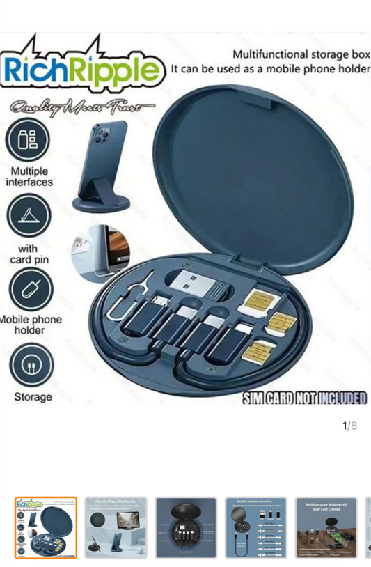 RichRipple Boîtier de câble de charge rapide multifonctionnel 60W 5 en 1