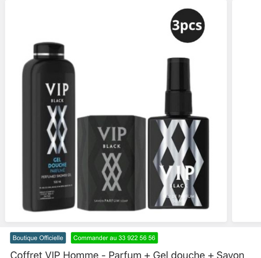 Vip ensemble de 3 parfums savon gel douche